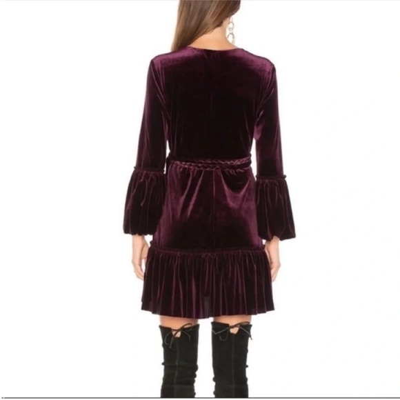 Misa Los Angeles Corrine Velvet Wrap Mini Dress Purple NWT - Picture 3 of 10
